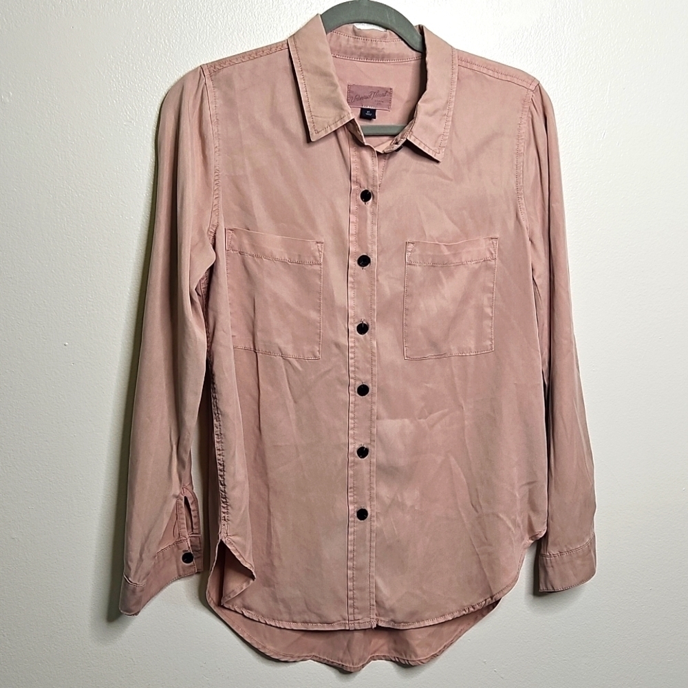 Universal Thread Rose Pink Roll Tab Blouse XSmall